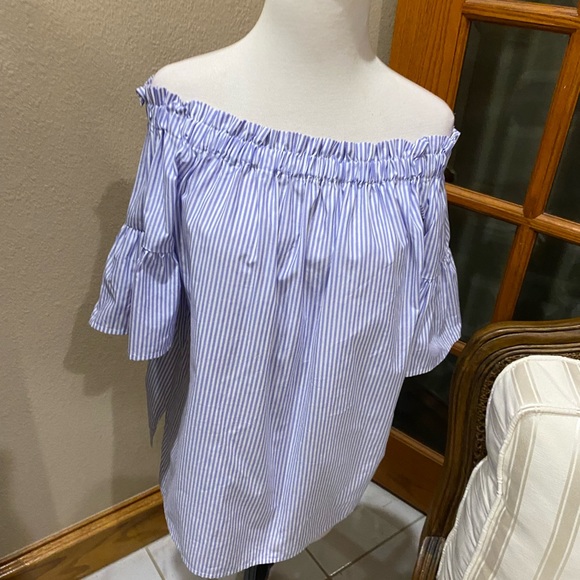 NWT KATE SPADE Women's Broome Street Stripe Off The Shoulder Top size S - Picture 4 of 10